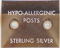 Sterling Silver .925 * White Opal Studs * Vintage 1980’s NOS * Hypoallergenic