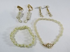 Simulated Pearls Jewelry Lot Mix Match W/ Seed 1 Signed Monet Vintage D1809