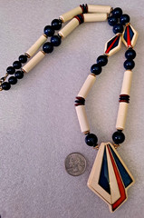 Vtg Americana Red White & Blue Jewelry Lot Necklace Flag Pins Earrings
