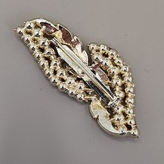 Vintage Rhinestone Brooch Double Leaf Orange Gold Tone 2 5/8″