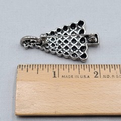 Vintage Christmas Tree Pendant Brooch Silver tone Modernist 2″
