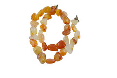 Tumbled Carnelian Stone Agate Beaded Choker Necklace-Irregular Polished Stones