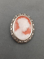 Vintage Glass Intaglio Cameo Sterling Silver 925 Brooch Pin 1.50″
