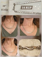 Vintage Herringbone 18″ Chain Necklace 15.4 Grams 14KGP White Gold Plated 3.17mm