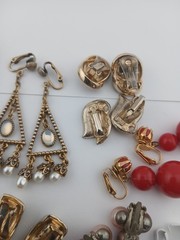Vintage LOT of 13 assorted styles and materials clip-on earring pairs