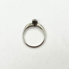13k White Gold 0.05ct Round Diamond Square Setting Vtg Ring SZ 6.25 (I-63579)