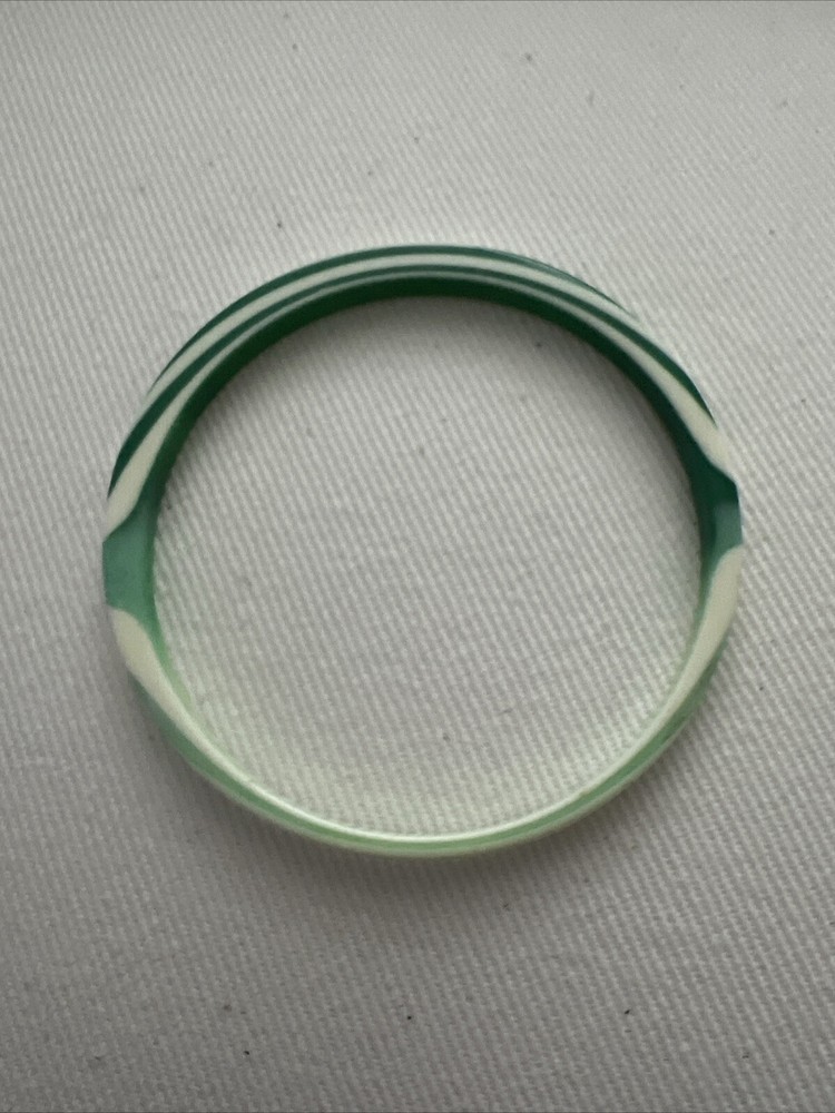 Vintage 1980s Plastic Lucite Bangle Bracelet Marbled Green And White Swirl