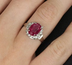 Rare 2.98ct GIA Burma NO HEAT Natural Ruby & 0.34ct Diamond Platinum Ring Size 6