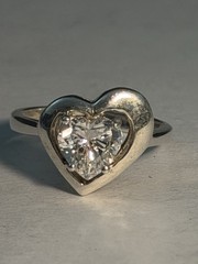 Vintage Sweetheart Sterling Ring/Heart Shaped / Cubic Zirconia 8.75 Beautiful