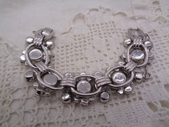 Vintage JULIANA D&E AB Headlight & Gray Rhinestone BRACELET 5 Link