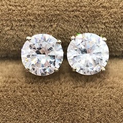 Vintage 2 Carat TW Cubic Zirconina 14Kt White Gold Stud Pierced Earrings