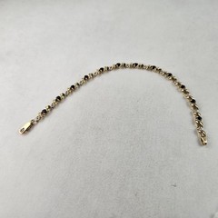 10K Yellow Gold Tennis Bracelet with Blue Topaz 7 inches 5.2g [9031]