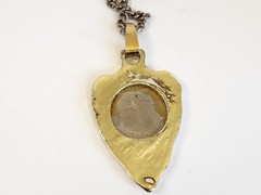 Vintage Arrowhead 1935 Buffalo Nickel Pendant Necklace Goldtone Silvertone