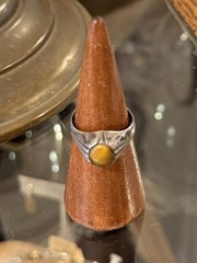 Vintage Southwestern Art Deco Revival Sterling Silver Tiger’s Eye Ring US 10.25