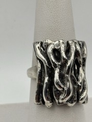 Vintage Sterling 925 BRUTALIST FREE-FORM UNIQUE RING Size 7.5 10.77grams