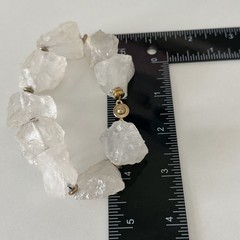 Vintage Big Chunky Clear Rock Crystal Quartz Raw Stone Heavy Statement Bracelet
