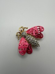Vintage Capri Pink Moth Pin Brooch 4.5cm JB10