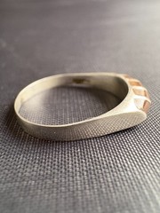 Vintage 925 Sterling Silver Modernist Inlay Design Ring Artisan Ring Size 7.25US