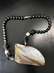 Large Vintage Abalone Shell Islander Necklace Bold Statement Piece