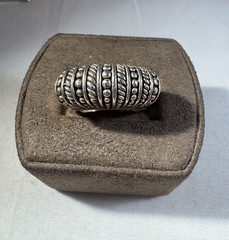 Vintage sterling silver beaded dome ring, size 5.50