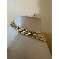 Vintage Triple Strand Gold Tone Layered Bead Necklace 17 Inch Polished Finish