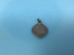 Vintage 800 Silver Green Square Enamel Miraculous Mary Pendant Charm 2.8g