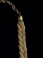 Vintage Erwin Pearl Gold Tone Braided Chain Necklace Signed Adjustable 18″