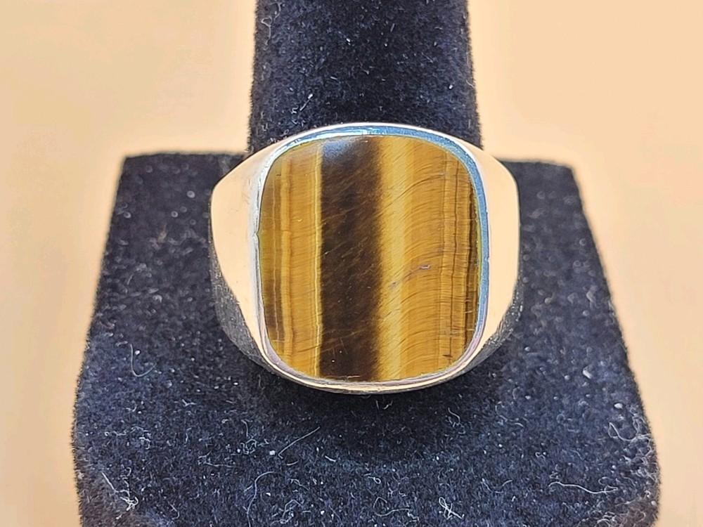 Vintage Taxco Mexico Sterling Silver 925 Tiger’s Eye Ring Sz 9.75 Unisex 13.1gr
