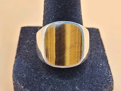 Vintage Taxco Mexico Sterling Silver 925 Tiger’s Eye Ring Sz 9.75 Unisex 13.1gr