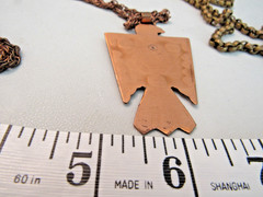 LOT OF 2 VINTAGE COPPER THUNDERBIRD PENDANT NECKLACES BELL & SOLID COPPER