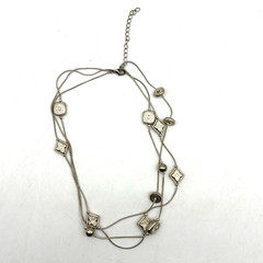 Vintage 90s Silver-tone 3 Layer Floating Floral Charm Necklace 16-18″
