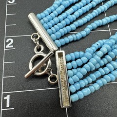 Ross-Simons Blue Bead w/Marquise 6-Strand 925 Silver Necklace 17 & Bracelet 7.25