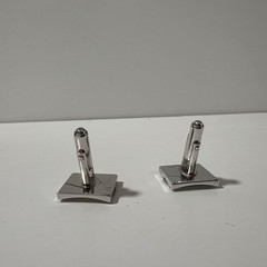 Vintage Anson Silver tone square cufflinks w mixed metal rectangle bullet back