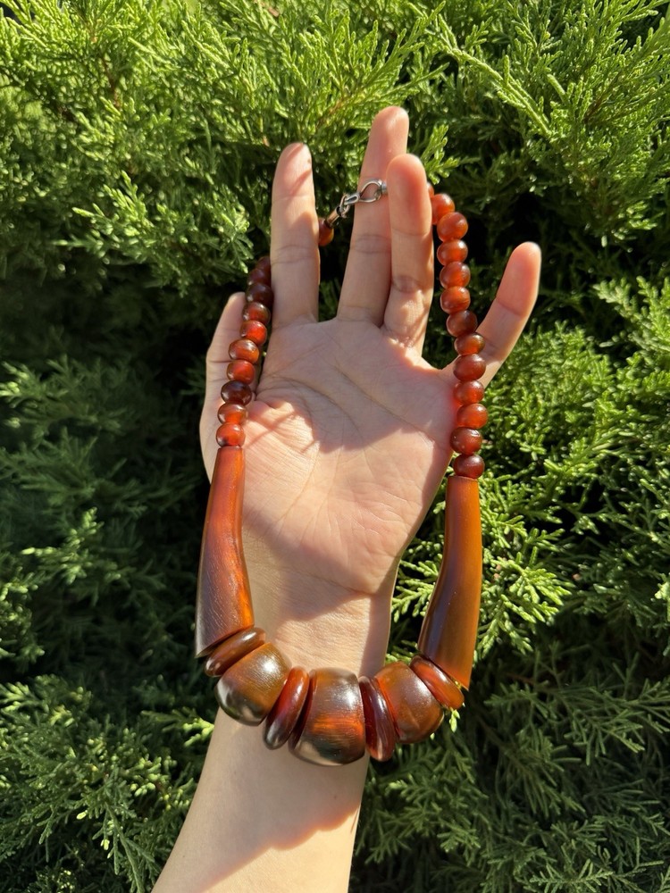 Rare Vintage Natural bovine horns Bone Necklace · Bold Statement