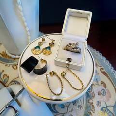 Vintage Jewelry Lot 20th Century 11 Pc Bracelets Necklaces Rings Earrings Pin