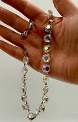Vtg 1950s Aurora Borealis Rhinestone Choker Necklace AB Crystal Rivière MCM