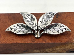 Designer D-A Norway Sterling silver leaf brooch mid-century modern EUC