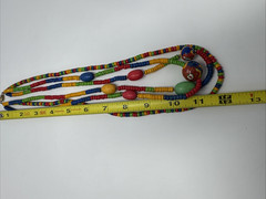 Vintage Boho Multi-Strand Wooden Bead Necklace Colorful Chunky Statement Layered