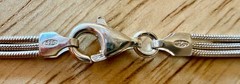 925 Sterling Silver 16″ 3-Strand Snake Chain Necklace Sliding Bead Pendant 11.7G