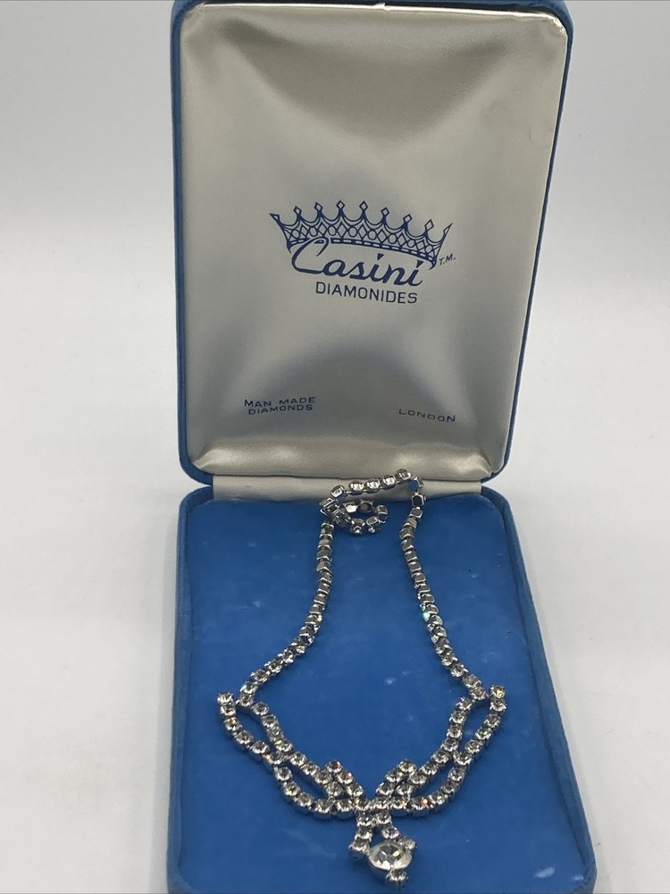 CASINI DIAMONIDES London Man Made Diamond Necklace In Box Vintage