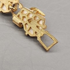 Vintage Linked Bracelet White Asymmetrical Faux Pearl Gold Tone Filigree 6.5″