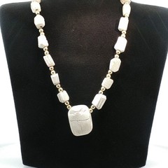 Vintage Egyptian Revival Scarab Necklace Antique Style Amulet Jewelry