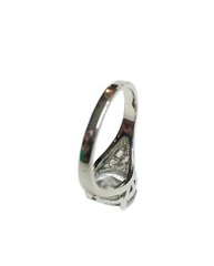 Oval 10mm Cubic Zirconia Solitaire Ring Sz 7 Silver Tone Filigree Engagement EUC