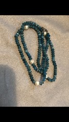 Woman’s Vintage Necklace Pearl And Blue Spinel Sterling Clasp Signed YGI 925