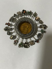 Vintage Goldette Jeweled Stick Pin Reverse Intaglio Cameo Large Brooch