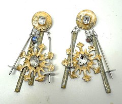 Vintage Lunch At The Ritz ST. MORITZ Ski/Snowflake Pierced Earrings