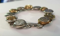 Vintage Silver/Gold/Brass/Copper Assorted Metal Button/Paris Watch Face Bracelet