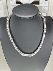 Vintage Monet Barrel Chain Necklace Silver Tone Chunky