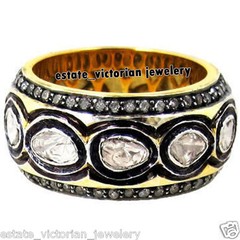 Victorian 2.50Ctw Genuine Old Mine Rose Antique Cut Diamond Silver Eternity Ring