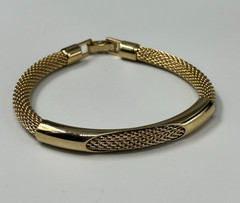 Vintage Avon Bracelet Gold Tone Mesh Tube Chain Fold Over Clasp 6.5″